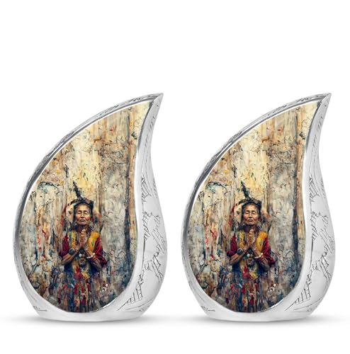 Native American Urn - Tear Drop Urns for Ashes - Cremation Urns for Human Ashes Adult Male - Urns for Human Ashes Adult Female - Cremation Urn for Adults (3 inch Pack of 2) - size: Keepsake-2