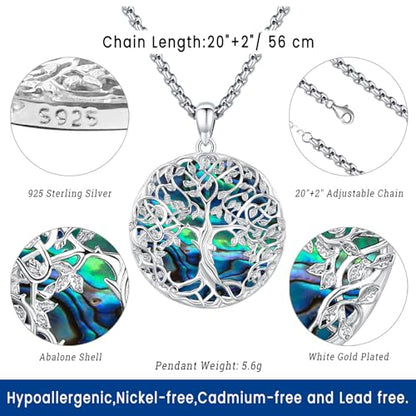 Eusense Tree of Life Necklace for Women Men Sterling Silver 925 Tree Urn Locket Cremation Jewelry Family Tree Pendant Gifts for Her Him Mom Dad Grandma Daughter - style: B-C-Tree of Life Necklace