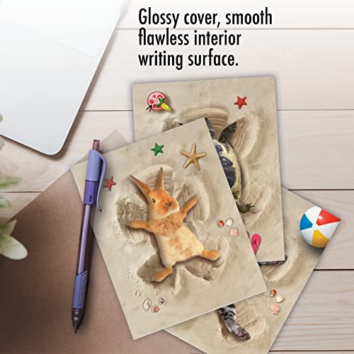 The Best Card Company - 10 Adorable Note Cards Blank (4 x 5.12 Inch) - Wildlife and Animal Cards, Assorted Boxed Set - Sand Angels AM6844OCB-B1x10 - style: Sand Angels