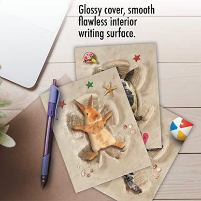The Best Card Company - 10 Adorable Note Cards Blank (4 x 5.12 Inch) - Wildlife and Animal Cards, Assorted Boxed Set - Sand Angels AM6844OCB-B1x10 - style: Sand Angels