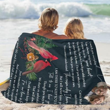 Personalized Memorial Blankets with Photos, in Memory of Loved One Gifts, Sympathy Bereavement Cardinal Blanket for Loss of Mom Dad Grandma Husband Son Daughter - color: New Arrivals-2