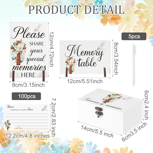 Gilprop 112 Pcs Celebration of Life Memory Cards Set Share a Memory Cards with Box 2 Wood Sign with 4 Hold and 5 Pens, Sympathy Memorial Gifts Funeral Keepsake Decorations(Cross) - style: Cross