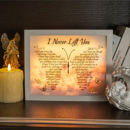 Sympathy Gift LED Memorial Shadow Box Memorial Gifts for Loss of Loved One Mother Mom Dad Father, Bereavement Gifts Condolences Gifts in Memory of Loved One Gifts - size: I Never Left You White