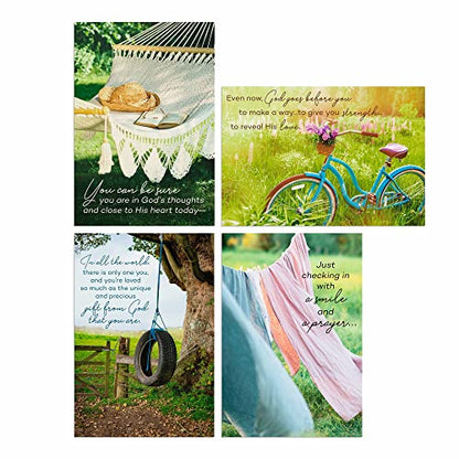 DaySpring - Care & Concern - A Heart and a Smile - King James Version - 4 Design Assortment with Scripture - 12 Boxed Sympathy Cards & Envelopes (J7446)