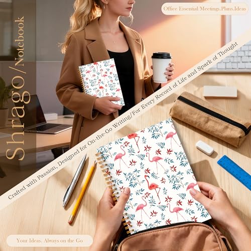 Pretty notebooks for women, Flamingo Notebook Journal 5.5x8.3 Inch, Flamingo Lovers Gifts for Women, Pink Flamingos Floral Leaves Hardcover Spiral Notebook Journal - color: Flamingos