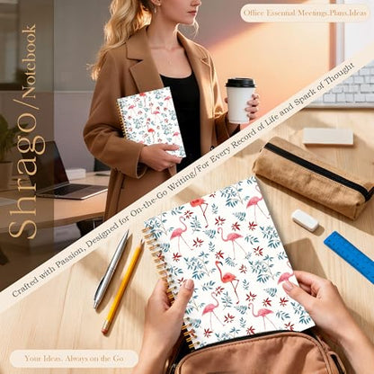 Pretty notebooks for women, Flamingo Notebook Journal 5.5x8.3 Inch, Flamingo Lovers Gifts for Women, Pink Flamingos Floral Leaves Hardcover Spiral Notebook Journal - color: Flamingos
