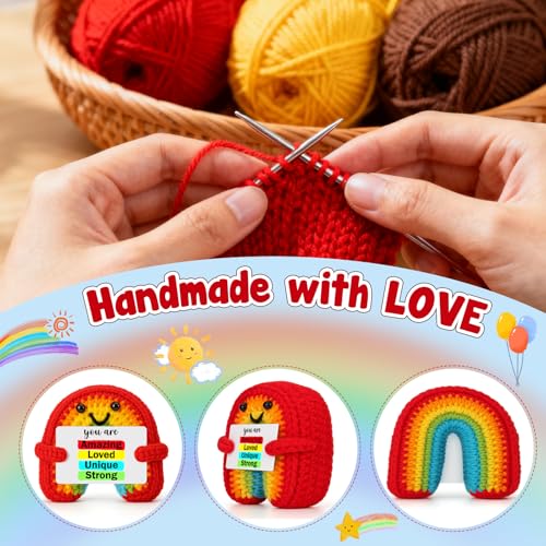 BuiltFit Birthday Inspirational Gifts for Women - You are Amazing, Crochet Rainbow Birthday Graduation Motivational Appreciation Gifts for College Student Her Him Men Coworker Boss Nurse Week - color: Rainbow Amazing