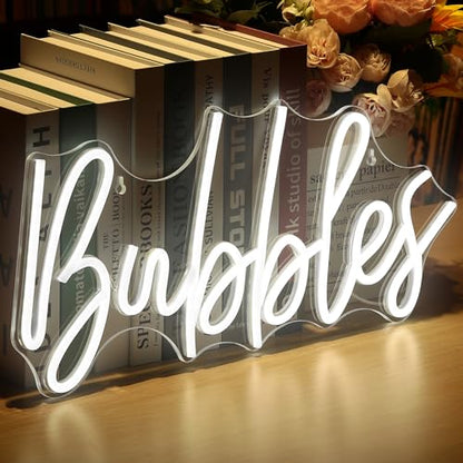 Bubbles Neon Signs for Wall Decor,LED Sign for Home Bedroom Decor,Neon Lights Signs for Wedding,Party,Happy Birthday,Christmas Yes To Champagne Wall LED Neon Signs Aesthetic Room Decor(17.3x8.3 inch) - style: Casual