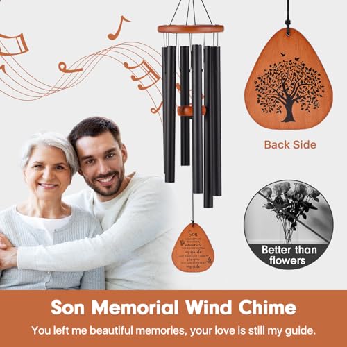 AMBOBE Memorial Sympathy Gifts for Loss of Son, 32" Memorial Wind Chimes | Loss of Son Sympathy Gifts, Remembrance/Bereavement Gifts for Loss of Son, Windchimes in Memory of Son - size: Black - Son