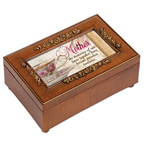 Cottage Garden Mother Memories Together Woodgrain Embossed Jewelry Music Box Plays Wind Beneath My Wings