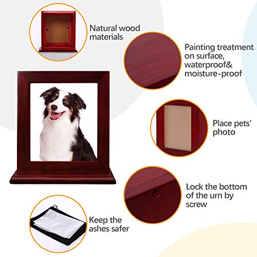 BRKURLEG Dog Urns for Ashes, Animal Wood Urn, Red - color: Wine Red