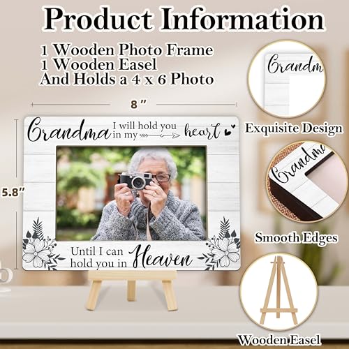 Memorial Gifts Loss of Grandma, Sympathy Picture Frame, Remembrance Gifts Wooden Photo Frame with Easel, 4x6 Bereavement Picture Frame for Tabletop Display - G07 - style: Loss of Grandma