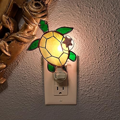 Gift Essentials Sea Turtle Plug-in Night Light - Stained Glass Nightlight | Sea Turtle Stained Glass Plug-in Nightlight with On/Off Rocker Switch. Includes One 4-Watt Replaceable Warm-Glow Bulb. - color: Sea Turtle