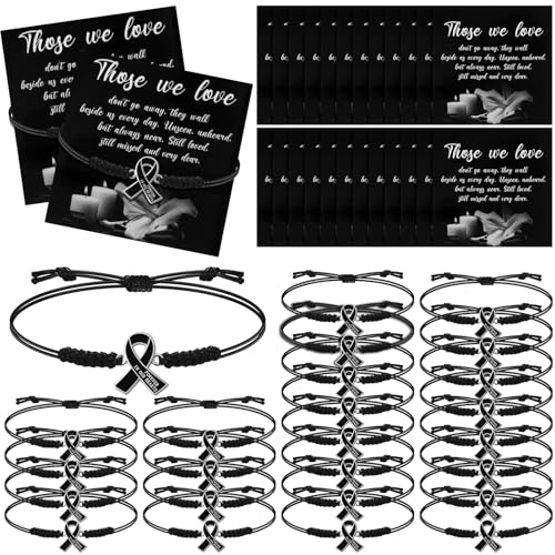 Liliaafar 24 Set Funeral Favors Memorial Bracelet with Card for Memorial Celebration of Life Funeral Party Mourning Event Remembrance Supplies Mourning Bands Keepsake Gift for Guests - color: Black