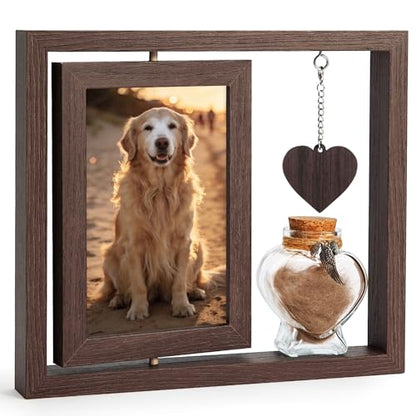 Blue Union Pet Memorial Dog Memorial Gifts for Loss of Dog - Rotating Wooden Picture Frame 4x6“ Gifts Double Sided Display - Remembrance Keepsake Loss of Dog Sympathy Gift for Dog Lovers & Cat Lovers