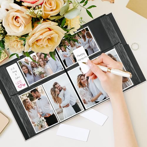 Vienrose Fabric Cover Photo Album 4x6 with Front Window, 300 Picture Pockets and 100 Message Card Slots for Wedding Baby Family, Blue - color: Blue, size: 300 Pockets