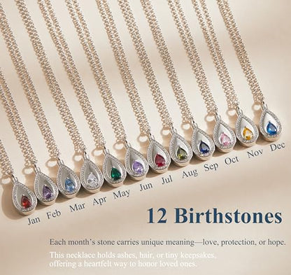 925 Sterling Silver Cremation Jewelry for Ashes Urn Necklace Memorial Teardrop Ashes Keepsake Urns Pendant Necklace for urn Necklaces Ashes Jewelry Gifts - color: Nov.