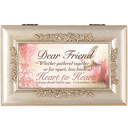 Cottage Garden Dear Friend Love Binds Heart Speckled Silver Petite Rose Jewelry Music Box Plays How Great Thou Art