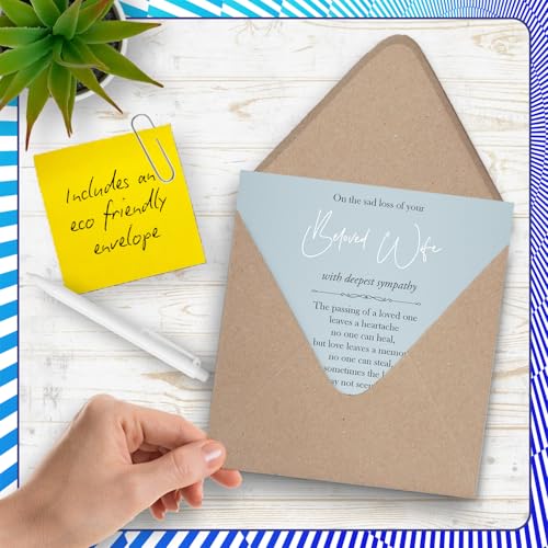 Stuff4 Sympathy Card, The Sad Loss of Your Wife | Bereavement Card for Husband Partner, 5.7 x 5.7 Inch Partner Spouse Mournful Greeting Cards - color: Wife