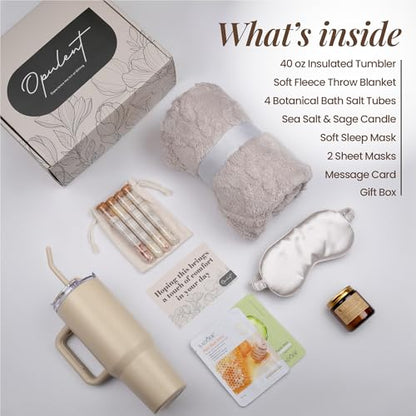 Opulent Self Care Spa Gift Box for Women - Thoughtful Get Well Gift - color: Sea Salt