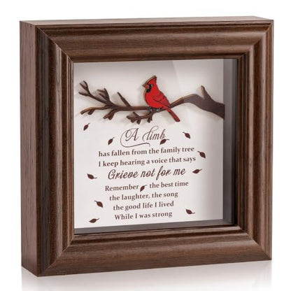 Cardinal Shadow Box Memorial Frame Sympathy Gift for Loss of Loved One - color: Cardinal - A Limb Has Fallen