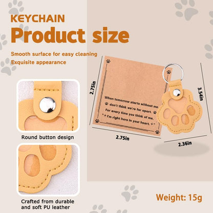 Leather Paw Print Keychain for Dog Cat Pet Hair Keepsake Keychain Sympathy Memorial Gift for Loss of Cat Dog Puppy - color: Yellow