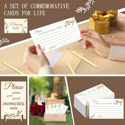 Share a Memory Cards Wooden Box for Celebration of Life Decoration - style: Classic Light Beige Set