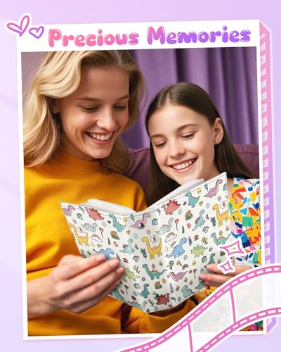 Slohif Photo Album for kids 4x6 Pictures Leather Small Baby Memory Book Keepsake for My First Family 100 Pockets Personalized Photobook for Boys Girls Toddler Travel Birthday Anniversary Dinosaur - style: Dinosaur