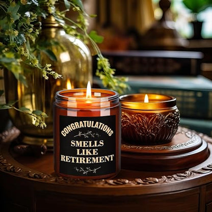 Funny Retirement Gifts for Women Men 2026 - Retired Candle Gift for Friend - Coworker Leaving, Goodbye, Going Away, Farewell - Natural Soy Wax Relaxing Spa Coconut Beach Scented Candle - color: Retirement