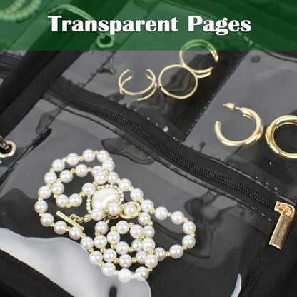 Travel Jewelry Organizer Case,Jewelry Bags Jewelry Storage Book Binder with Clear Zipper Velvet Pouch for Traveling,Earrings, Rings, Necklace, Bracelet (Inner Pages, 3 PCS) - color: Inner Pages,Black,3 PCS