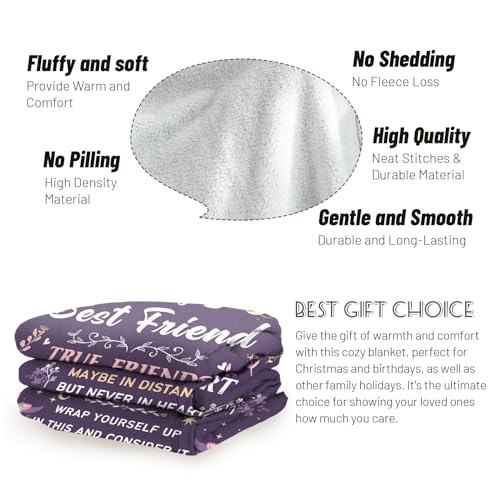 Best Friend Blanket Gifts on Christmas, Friendship Blanket Gifts for Women, Work Bestie, BFF, Soul Sister, for Women Friends on Mothers Day, Birthday, Xmas, to My Friend Throw Blanket, 60"x50" - color: Purple