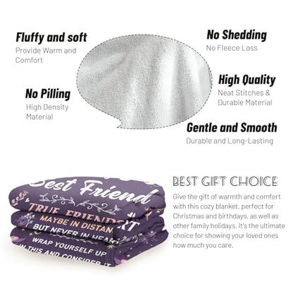 Best Friend Blanket Gifts on Christmas, Friendship Blanket Gifts for Women, Work Bestie, BFF, Soul Sister, for Women Friends on Mothers Day, Birthday, Xmas, to My Friend Throw Blanket, 60"x50" - color: Purple