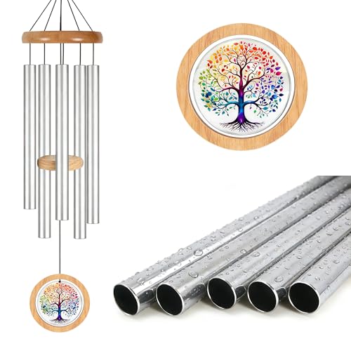 Wind Chimes for Outside, 34" Tree of Life Memorial Wind Chimes for Loss of Loved One, Garden Gifts for Mom Grandma Women, Deep Tone Wind Chimes for Yard Patio Porch Home Garden Outdoor Decorations - size: 34 Inch-Tree of Live