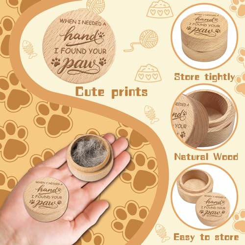 CREATCABIN Wood Mini Animal Urn Small Pet Urns for Ashes Pet Hair Keepsake Box Case Paw Print Round Burlywood Decorative Urns Funeral Cremation Memorial Box Gift for Dogs Cats Animals 2x1.6Inch - style: Paw Print-19D