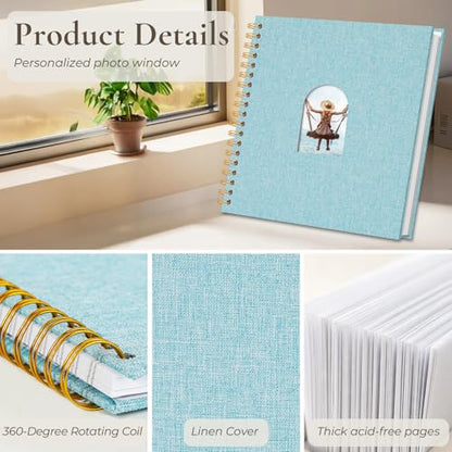 Vienrose Scrapbook Album,40 Pages,10x10 Inch,Light Blue | Linen Arch Window,Personalized DIY Photo Album – Wedding,Baby Shower,Anniversary,Travel,Keepsake Gift - color: Light Blue, size: 10 INCH 40 Pages