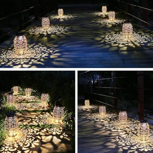 Solar Lantern Lights for Hanging or Table Outdoor Solar Light for Patio Courtyard Garden (Silver-1)