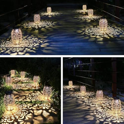 Solar Lantern Lights for Hanging or Table Outdoor Solar Light for Patio Courtyard Garden (Silver-1)