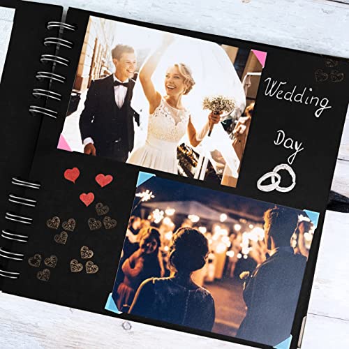 Scrapbook Album, 60 Pages, 8 x 8 Inch, Black Photo Album, Scrap Book | Hardcover with Thick 250 GSM Kraft Paper, Ideal for Your Scrapbooking Albums, Art & Craft Projects (Black, 8 x 8 Inch) - color: Black, size: 8 X 8 Inch