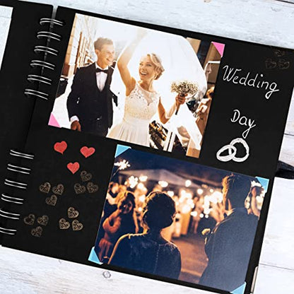 Scrapbook Album, 60 Pages, 8 x 8 Inch, Black Photo Album, Scrap Book | Hardcover with Thick 250 GSM Kraft Paper, Ideal for Your Scrapbooking Albums, Art & Craft Projects (Black, 8 x 8 Inch) - color: Black, size: 8 X 8 Inch