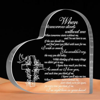 When Tomorrow Starts without Me Sign, Loss of Loved One Sympathy Gift, Memorial Gifts for Loss Keepsake, In Memory of Loved One Sign, Grief Bereavement Remembrance Plaque Decor for Family Members