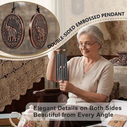 34" Elephant Wind Chimes for Outside, Deep Tone Garden Decor - size: 34" Elephant