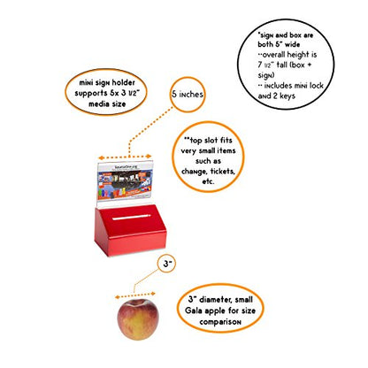 Acrylic Heavy Duty Donation/Ballot Box with Lock and Sign Holder - color: Red, size: 2 Pack