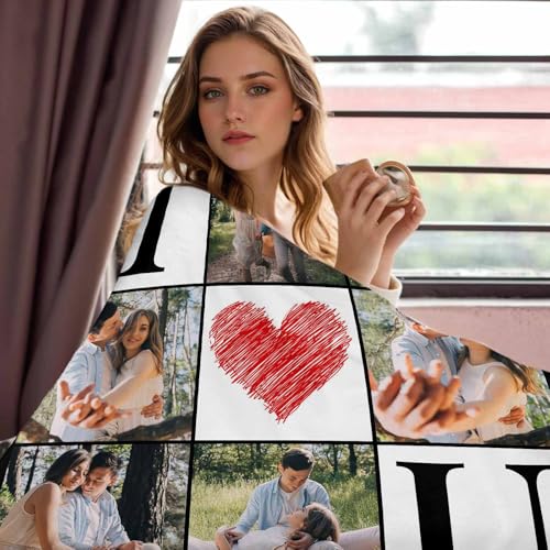 Ship Next Day Customized Blanket with Picture I Love You Picture Blankets Personalized Gifts for Adults Family Dad Mom Couples,Custom Valentine Gifts for Christmas Valentine's Day Birthday Wedding - color: Couple-color 03