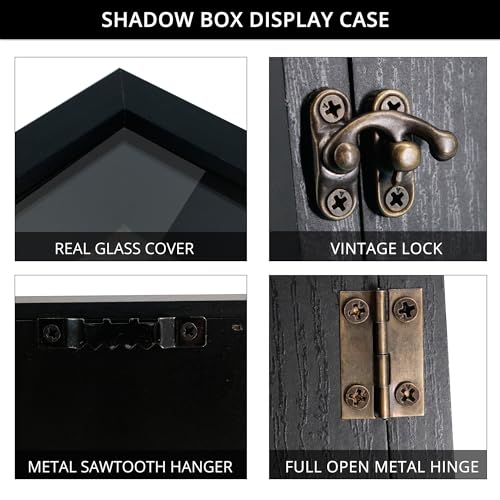 Large Graduation Shadow Box Frame for Cap Gown, Black 13x16 Display Case - color: Rustic Black, size: 13"x16" (33x40 cm)