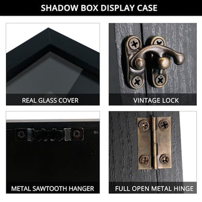 Large Graduation Shadow Box Frame for Cap Gown, Black 13x16 Display Case - color: Rustic Black, size: 13"x16" (33x40 cm)