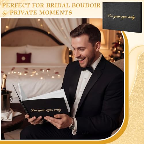 AmazingSpark Boudoir Photo Album for Your Eyes Only Black Leather Self Adhesive with 4x6 Inch, 5x7 Inch Photo Book Gift for Him Husband Boyfriend Groom Wedding Bridal Shower Wedding Anniversary(8x5") - size: 8x5"