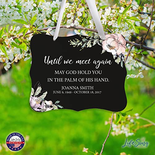LifeSong Memorials Personalized 8x6x0.125 Wooden Wall Hanging Ribbon Sign for Loss of Loved One Until We Meet Again Sympathy Comfort Funeral Bereavement Keepsake (Black) - color: Black