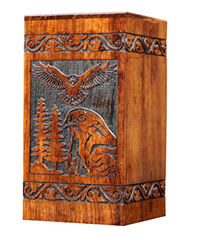 Wooden Urn for Human Ashes Adult Male/Women - Rosewood Funeral Cremation Urn for Ashes - Eagle Wooden Urns Hand-Crafted (L (11X6) 250 Cu/Inch) - color: L (11x6) 250 Cu/Inch