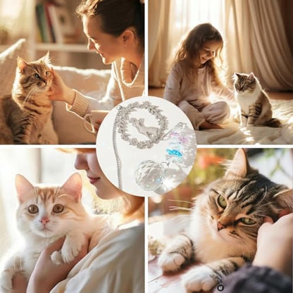 Hegelda Cat Memorial Gifts for Loss of Cat Crystal Suncatcher Ornaments | Pet Sympathy Gifts Stained Glass Decor, Remembrance Keepsake, In Loving Memory Passing Gift - style: Cat