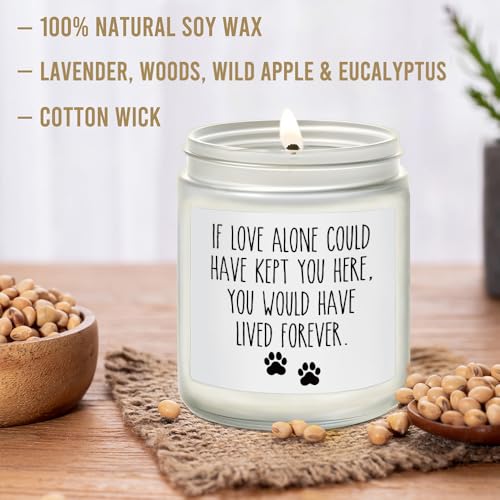 If Love Alone Could Have Kept You Here Candle - Pet Memorial Gifts for Loss of Dog Cat - Sympathy Gift for Pets Loss - Dog Bereavement Memorial Candle - Lavender, Woods, Wild Apple & Eucalyptus 9OZ